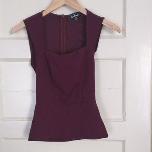 🌟2/$10 Lulu's dark purple peplum top XS